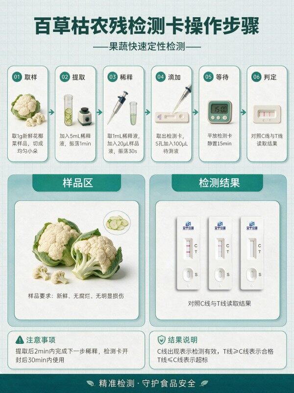 冠宇仪器百草枯胶体金快速检测试剂盒20条装，GB2763标准果蔬茶叶百草枯农残快速筛查试纸