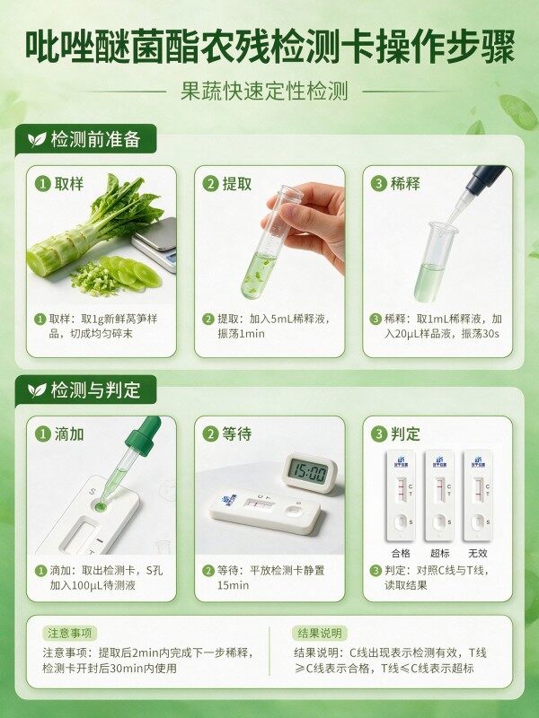 冠宇仪器吡唑醚菌酯胶体金快速检测试剂盒20条装,GB2763标准果蔬茶叶吡唑醚菌酯农残快速筛查试纸