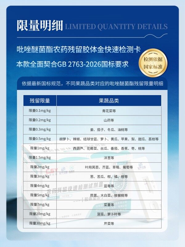 冠宇仪器吡唑醚菌酯胶体金快速检测试剂盒20条装,GB2763标准果蔬茶叶吡唑醚菌酯农残快速筛查试纸