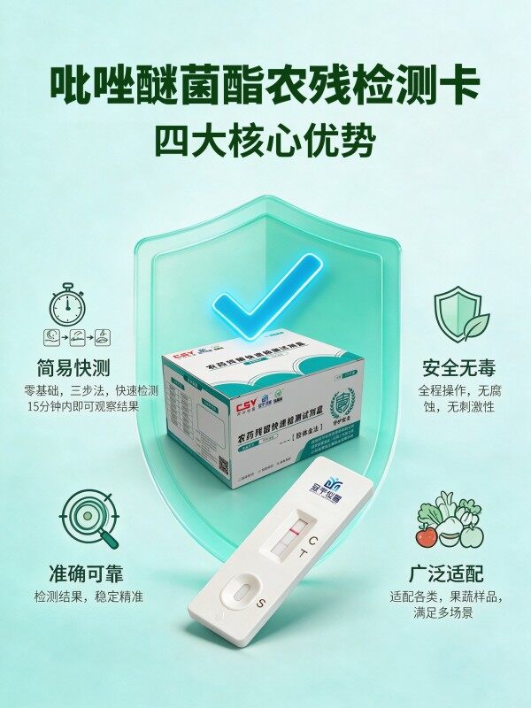 冠宇仪器吡唑醚菌酯胶体金快速检测试剂盒20条装,GB2763标准果蔬茶叶吡唑醚菌酯农残快速筛查试纸