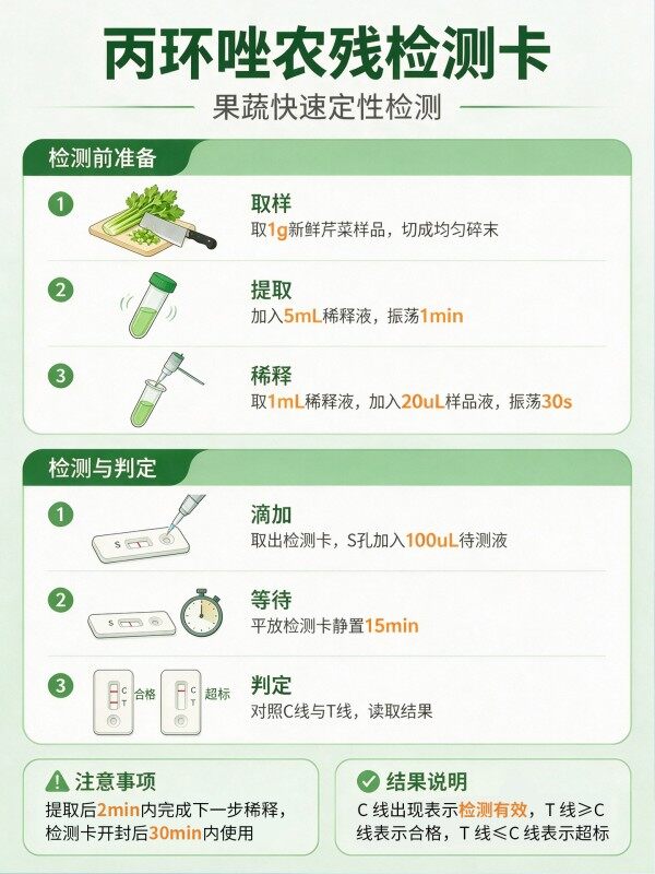 冠宇丙环唑胶体金检测试剂盒20T,GB2763-2026药材果蔬丙环唑农残快速检测卡