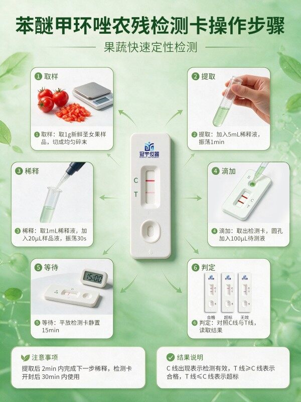 冠宇仪器苯醚甲环唑胶体金快速检测试剂盒20条装,GB2763标准果蔬茶叶苯醚甲环唑农残快速筛查试纸
