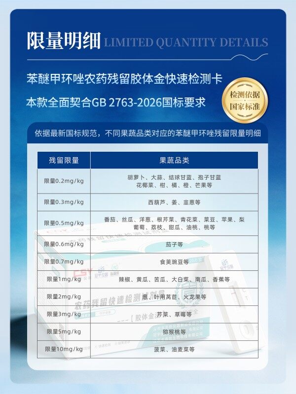 冠宇仪器苯醚甲环唑胶体金快速检测试剂盒20条装,GB2763标准果蔬茶叶苯醚甲环唑农残快速筛查试纸