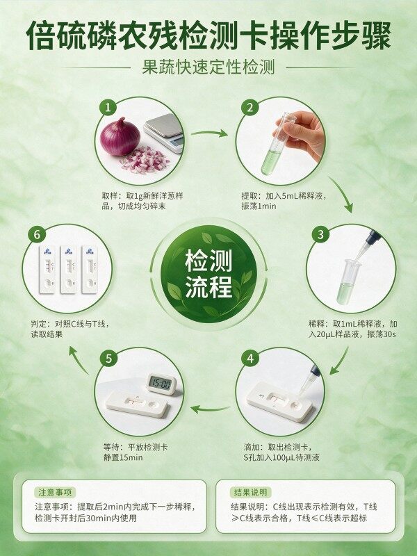 冠宇倍硫磷胶体金检测试剂盒20T，GB2763-2026药材果蔬倍硫磷农残快速检测卡