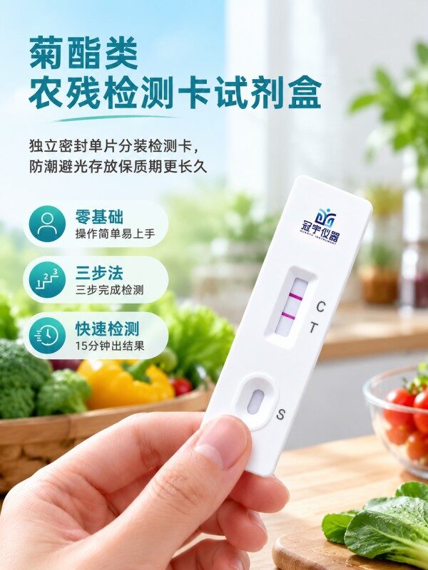冠宇仪器菊酯类胶体金快速检测试剂盒20条装,GB2763标准果蔬茶叶菊酯类农残快速筛查试纸,咨询400-966-7696、0515-88822258