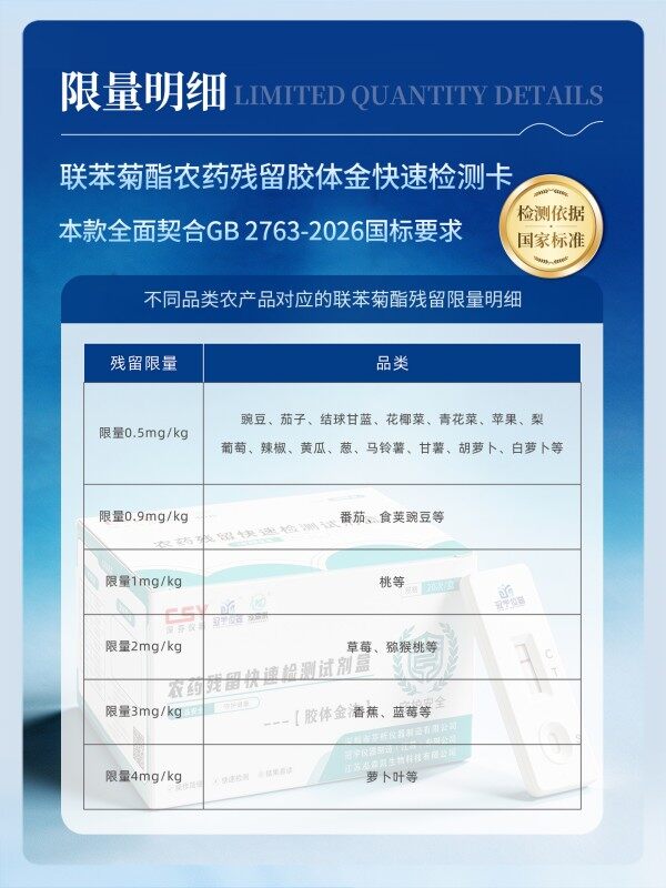 联苯菊酯农药残留胶体金快速检测卡