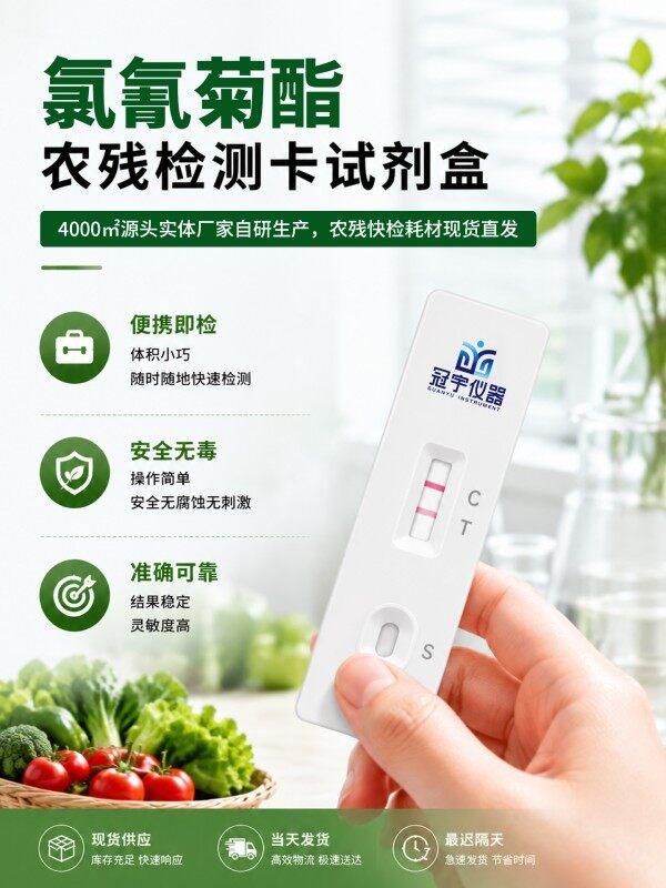 冠宇仪器氯氰菊酯胶体金快速检测试剂盒20条装，GB2763标准果蔬茶叶氯氰菊酯农残快速筛查试纸，咨询400-966-7696、0515-88822258