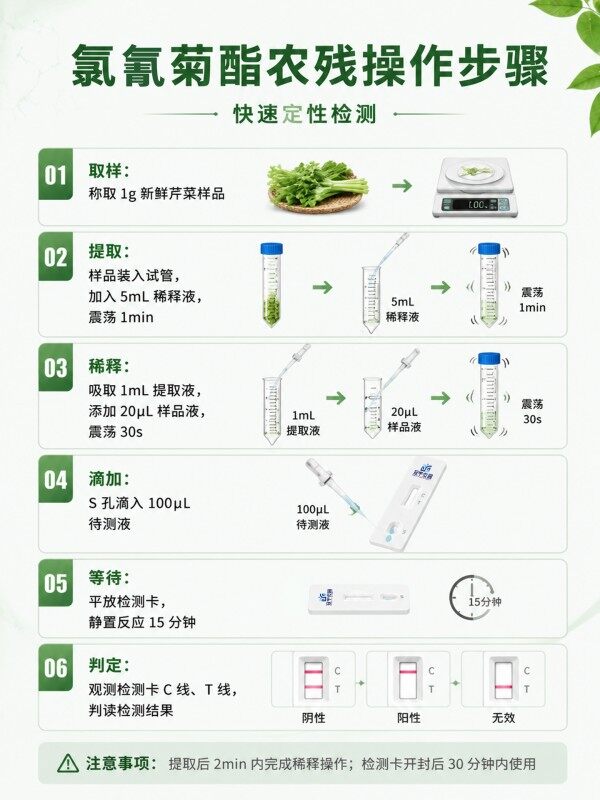 冠宇仪器氯氰菊酯胶体金快速检测试剂盒20条装，GB2763标准果蔬茶叶氯氰菊酯农残快速筛查试纸，咨询400-966-7696、0515-88822258