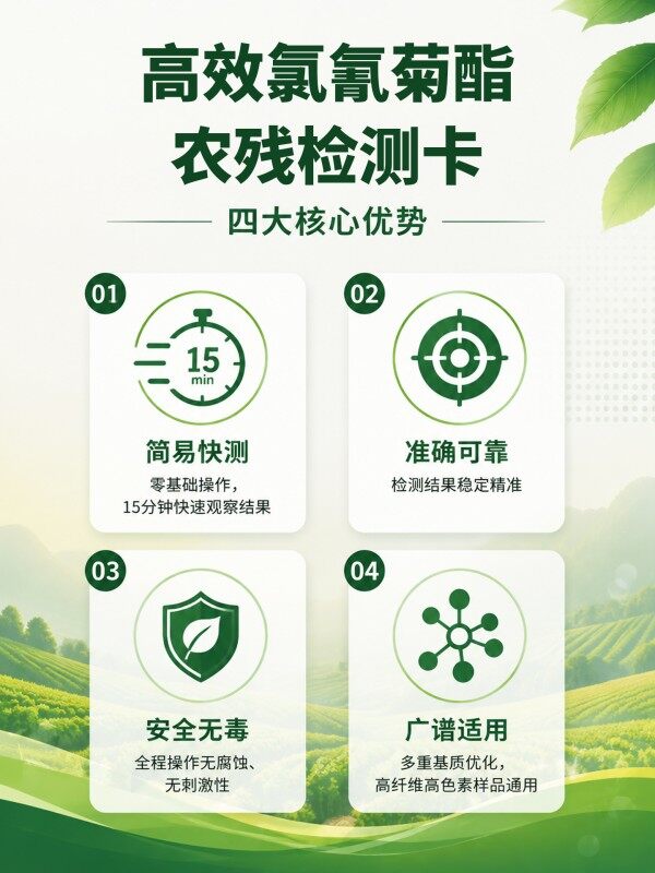 冠宇仪器高效氯氟氰菊酯胶体金快速检测试剂盒20条装,GB2763标准果蔬茶叶高效氯氟氰菊酯农残快速筛查试纸