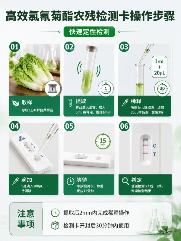 冠宇仪器高效氯氟氰菊酯胶体金快速检测试剂盒20条装,GB2763标准果蔬茶叶高效氯氟氰菊酯农残快速筛查试纸