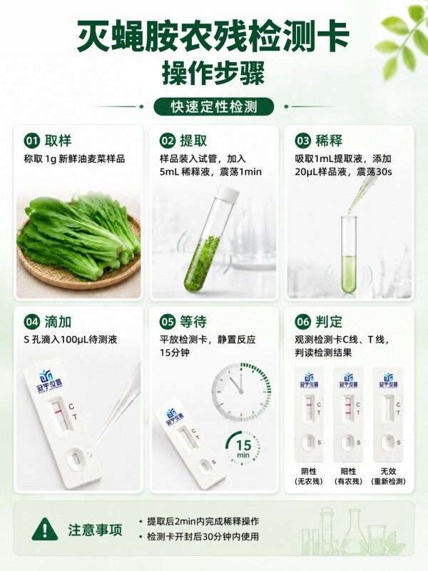 冠宇仪器灭蝇胺胶体金快速检测试剂盒20条装，GB2763标准果蔬茶叶灭蝇胺农残快速筛查试纸，咨询400-966-7696、0515-88822258