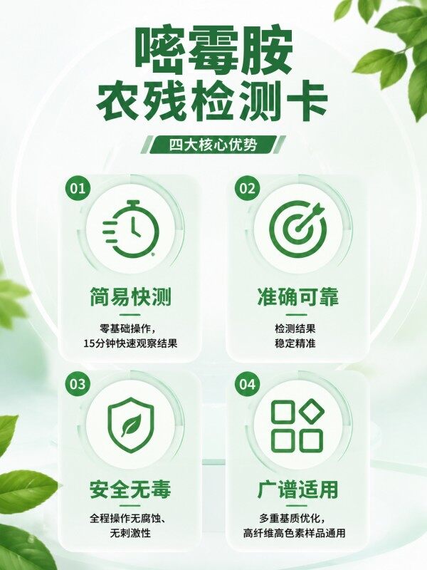 冠宇仪器嘧霉胺胶体金快速检测试剂盒20条装，GB2763标准果蔬茶叶嘧霉胺农残快速筛查试纸，咨询400-966-7696、0515-88822258