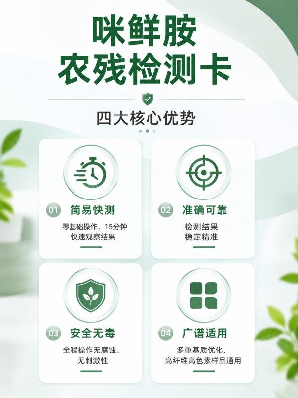 冠宇仪器咪鲜胺胶体金快速检测试剂盒20条装，GB2763标准果蔬茶叶咪鲜胺农残快速筛查试纸，咨询400-966-7696、0515-88822258