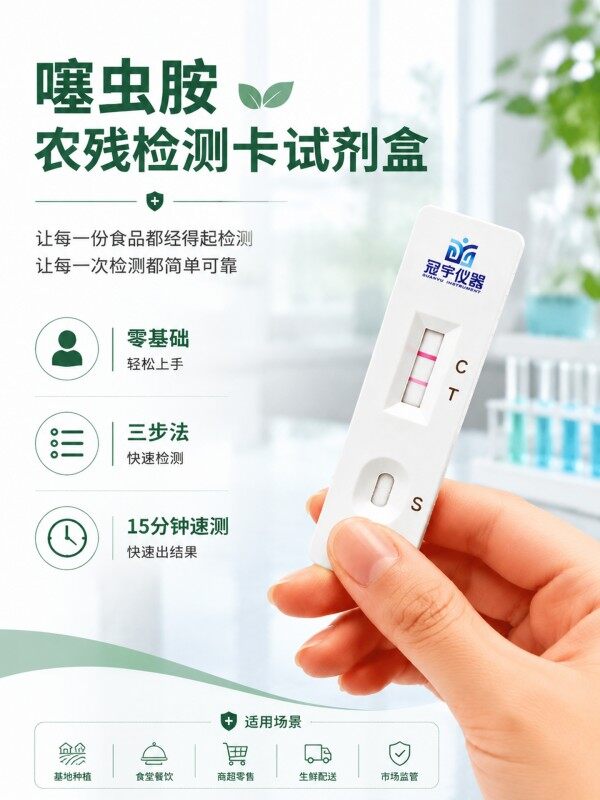 冠宇仪器噻虫胺胶体金快速检测试剂盒20条装，GB2763标准果蔬茶叶噻虫胺农残快速筛查试纸，咨询400-966-7696、0515-88822258