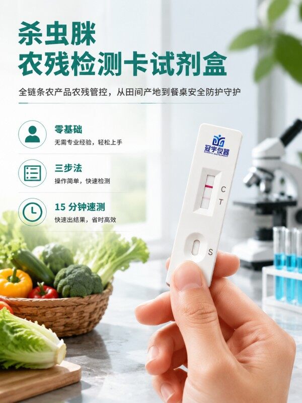 冠宇仪器杀虫脒胶体金检测试剂盒20T,GB2763-2026药材果蔬杀虫脒农残快速检测卡,咨询400-966-7696、0515-88822258