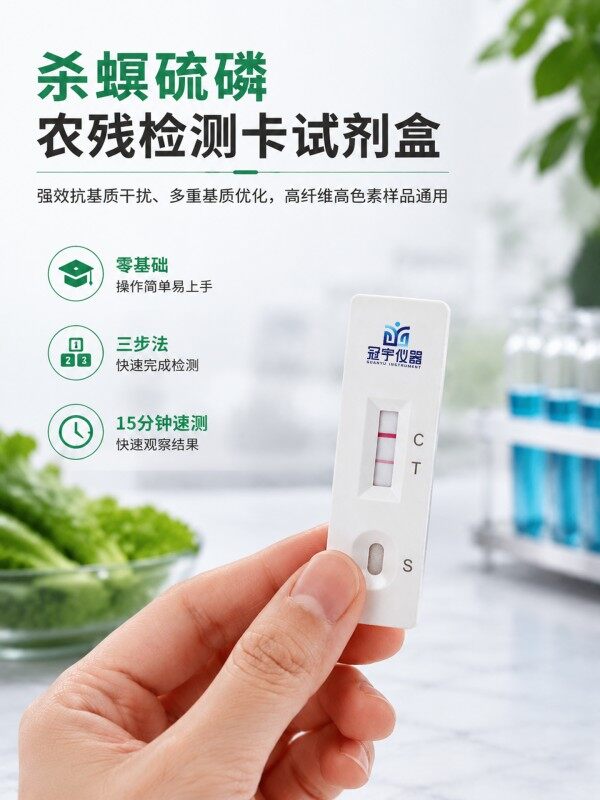 冠宇仪器杀螟硫磷胶体金快速检测试剂盒20条装,GB2763标准果蔬茶叶杀螟硫磷农残快速筛查试纸,咨询400-966-7696、0515-88822258