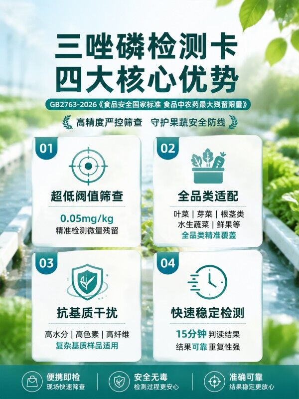 冠宇仪器三唑磷胶体金快速检测试剂盒20条装,GB2763标准果蔬茶叶三唑磷农残快速筛查试纸,咨询400-966-7696、0515-88822258