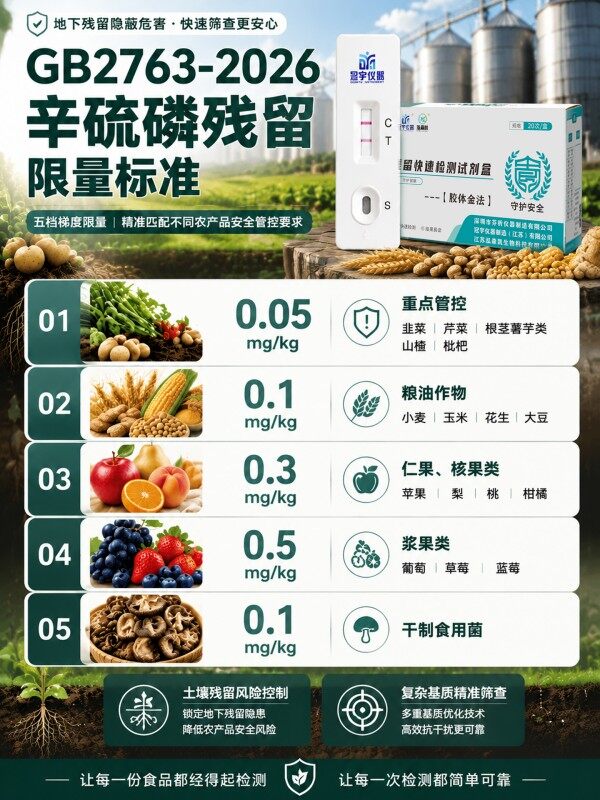 冠宇仪器辛硫磷胶体金快速检测试剂盒20条装，GB2763标准果蔬茶叶辛硫磷农残快速筛查试纸，咨询400-966-7696、0515-88822258
