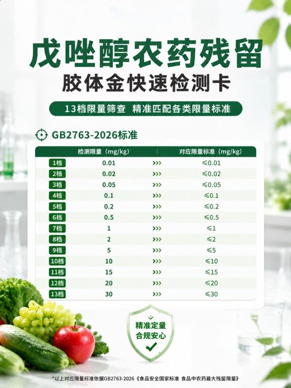 冠宇仪器戊唑醇农药残留胶体金快速检测卡