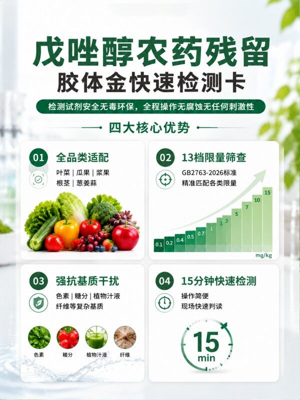 冠宇仪器戊唑醇农药残留胶体金快速检测卡