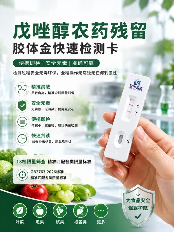 冠宇仪器戊唑醇农药残留胶体金快速检测卡
