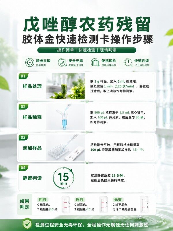 冠宇仪器戊唑醇农药残留胶体金快速检测卡