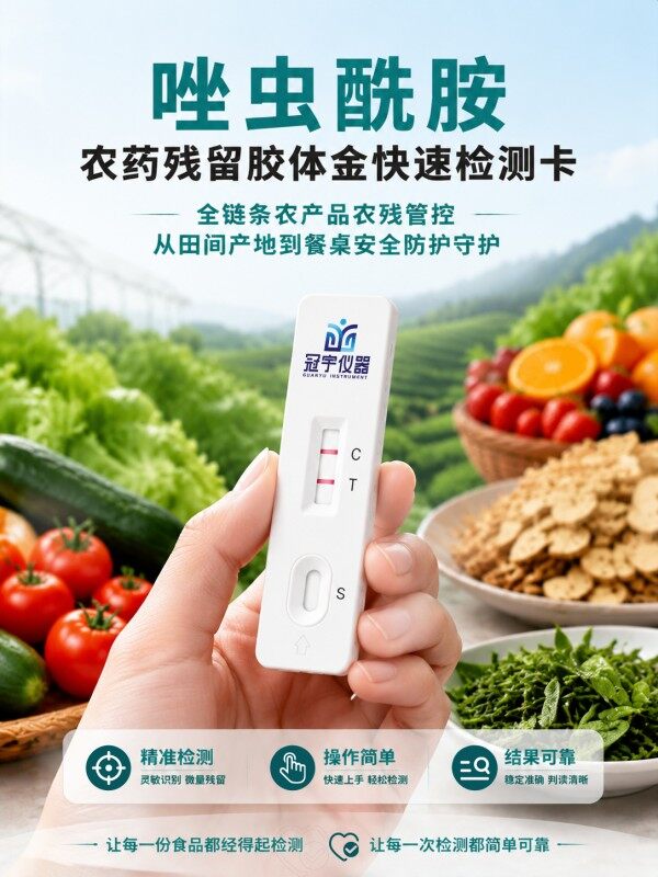 冠宇仪器唑虫酰胺胶体金快速检测试剂盒20条装，GB2763标准果蔬茶叶唑虫酰胺农残快速筛查试纸，咨询400-966-7696、0515-88822258