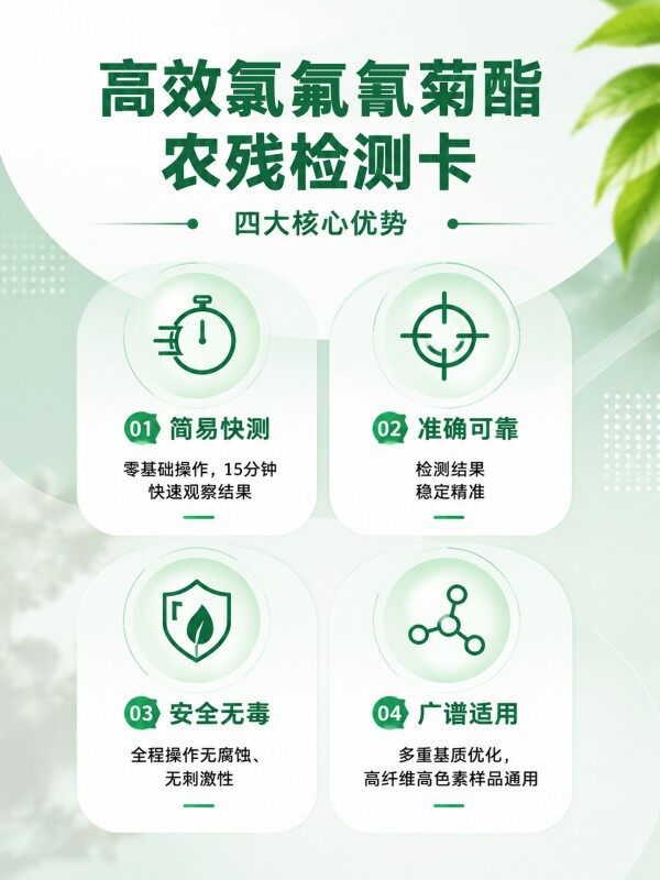 冠宇仪器高效氯氰菊酯胶体金检测试剂盒20T,GB2763-2026药材果蔬高效氯氰菊酯农残快速检测卡,咨询400-966-7696、0515-88822258